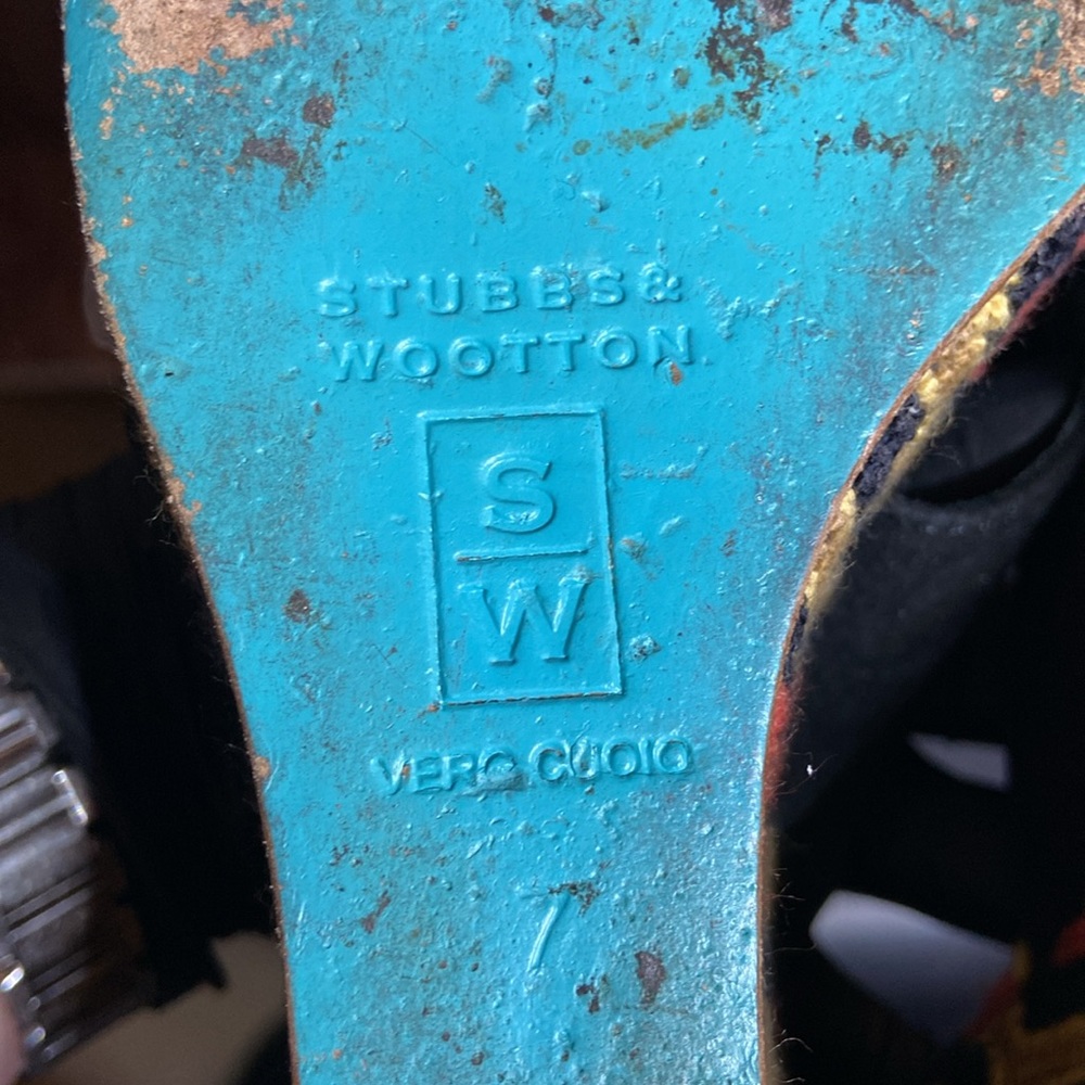 STUBBS & WOOTTON SUEDE WEDGE SANDALS SIZE 7 - Picture 4 of 5